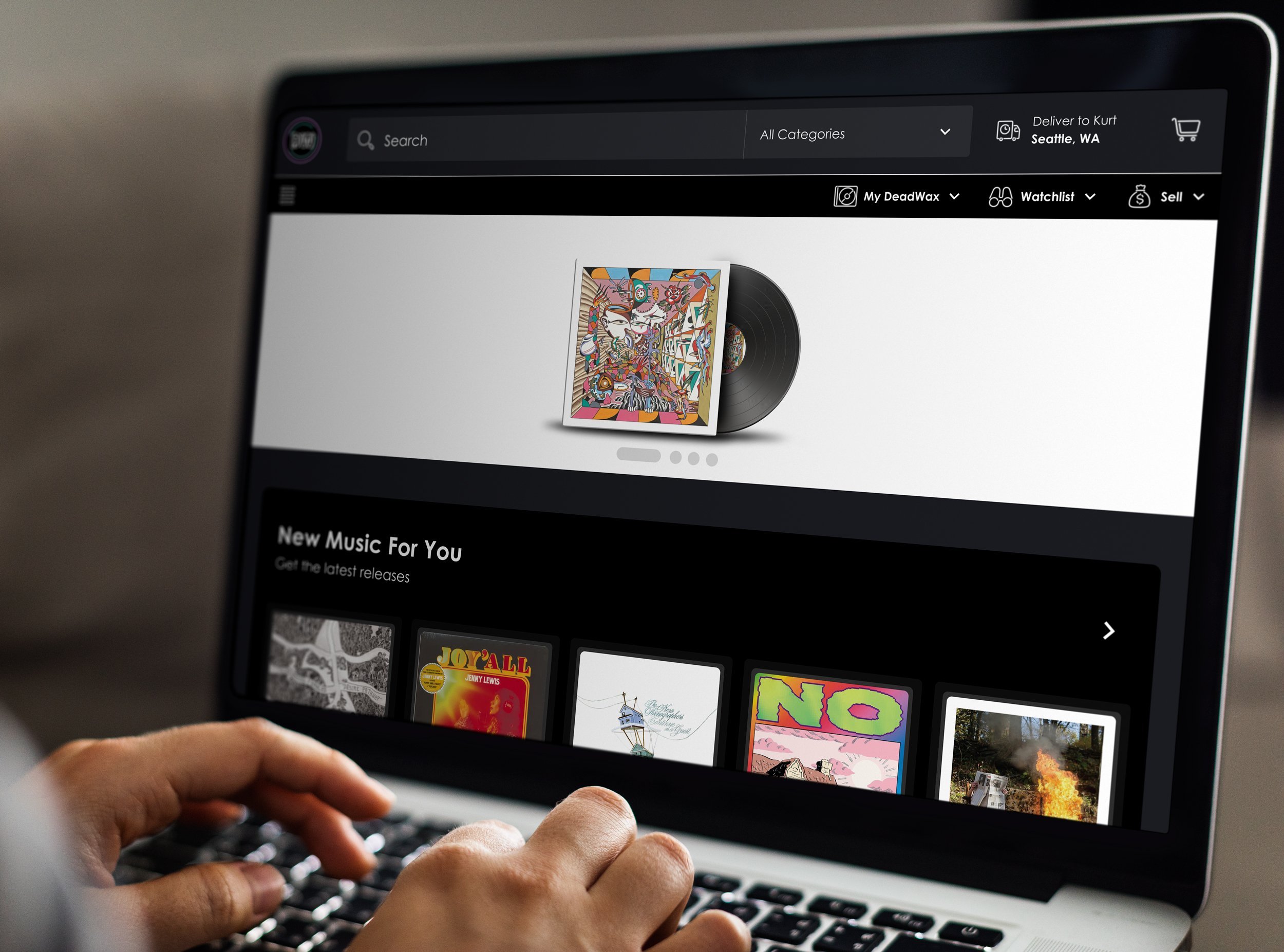Dead Wax marketplace on a laptop