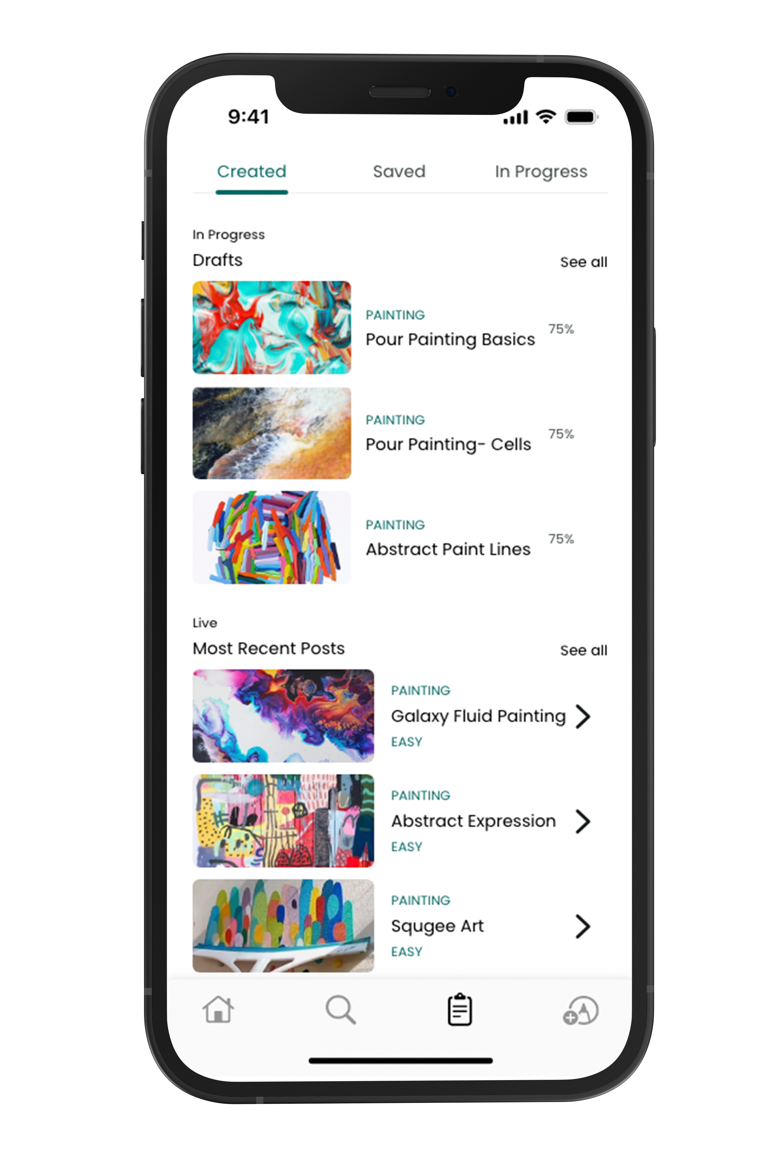 Restructured profile — Created tab