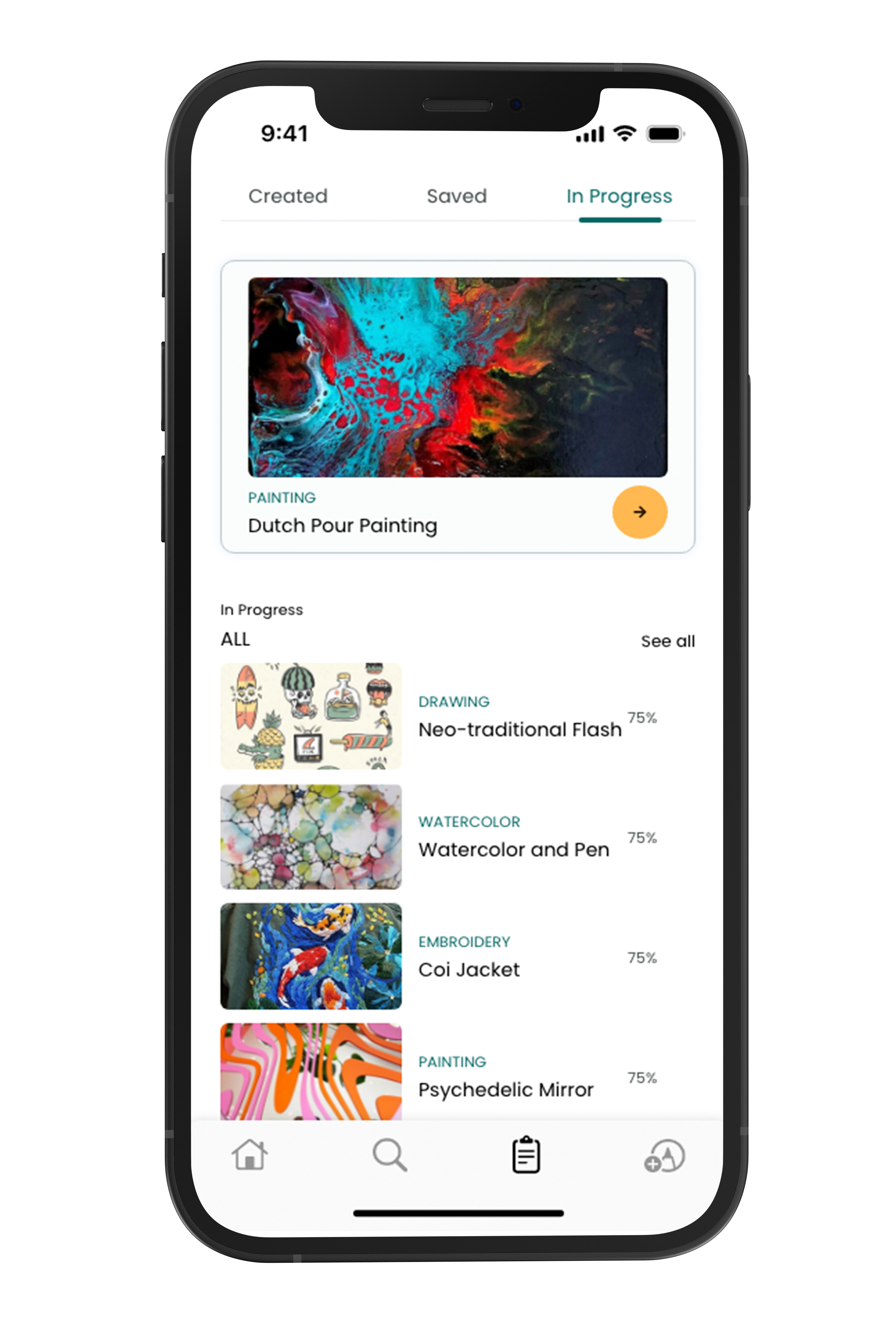 Restructured profile — In Progress tab