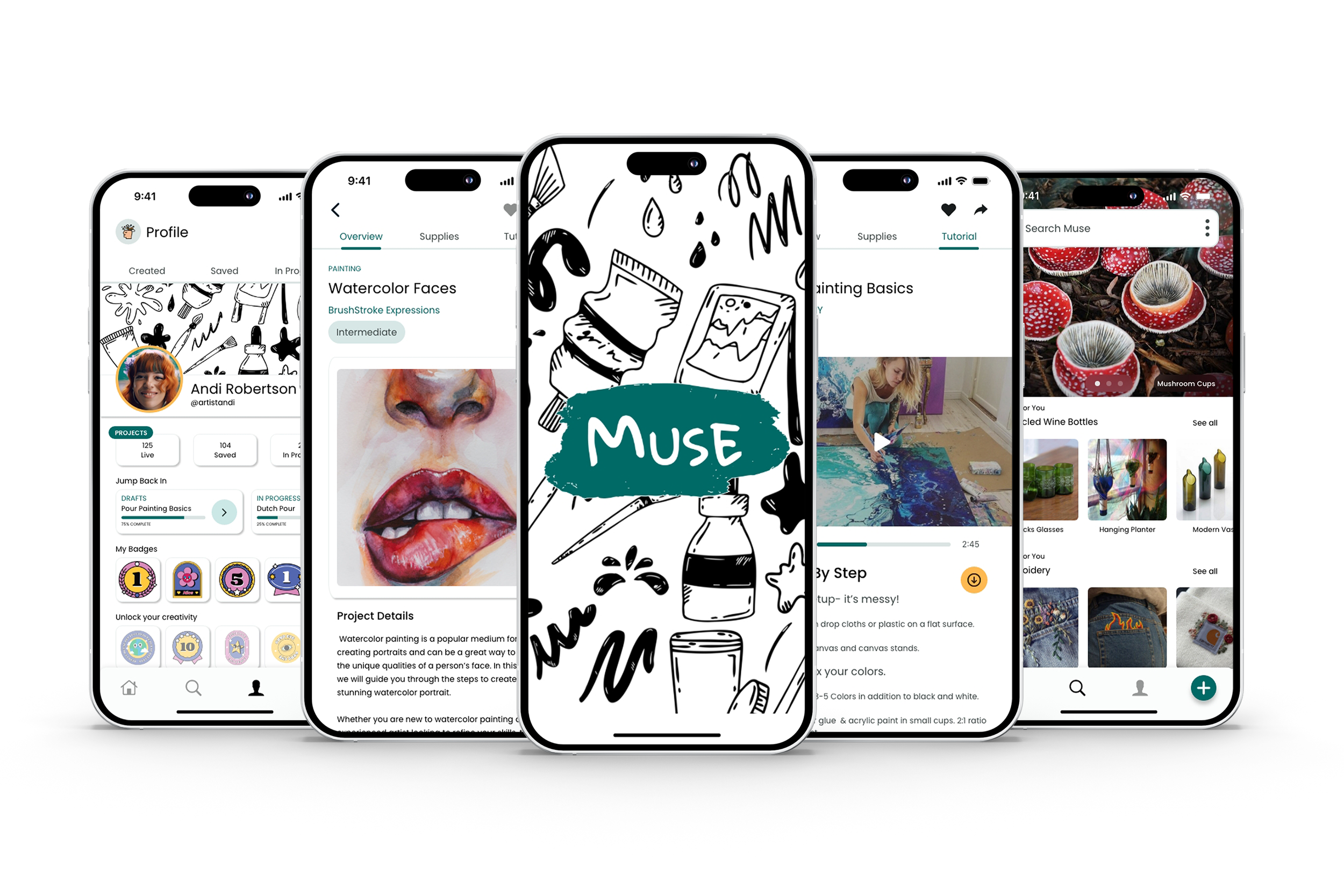 Muse shown across five iPhones