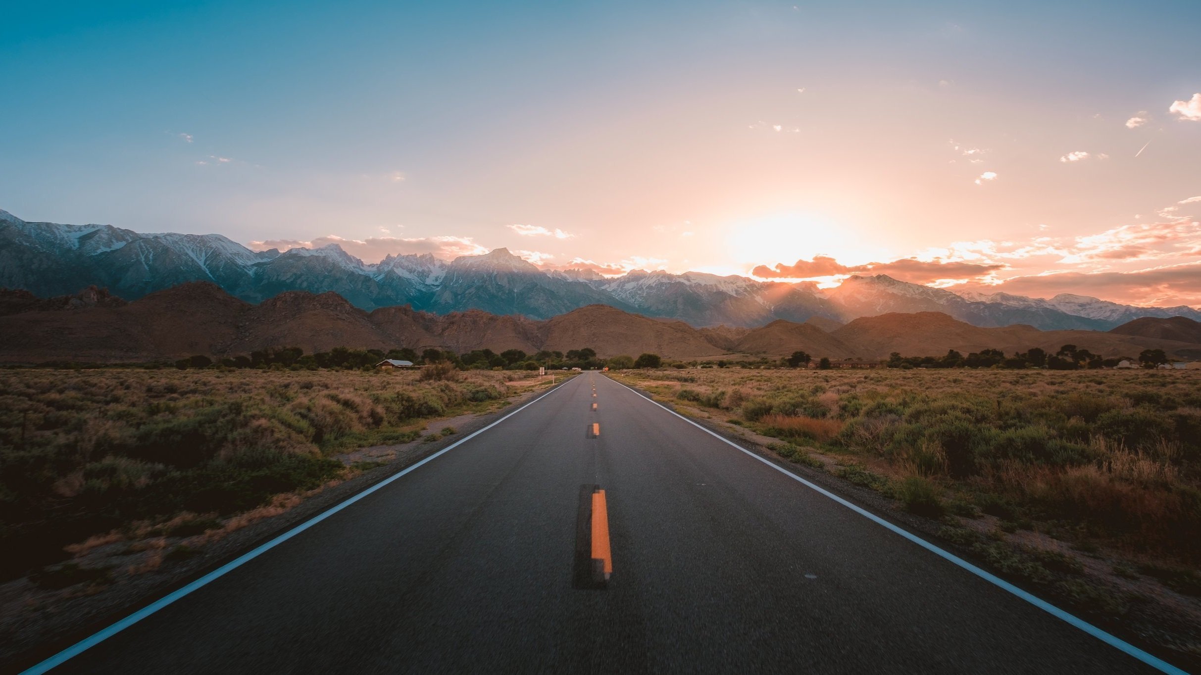 Open road at sunset