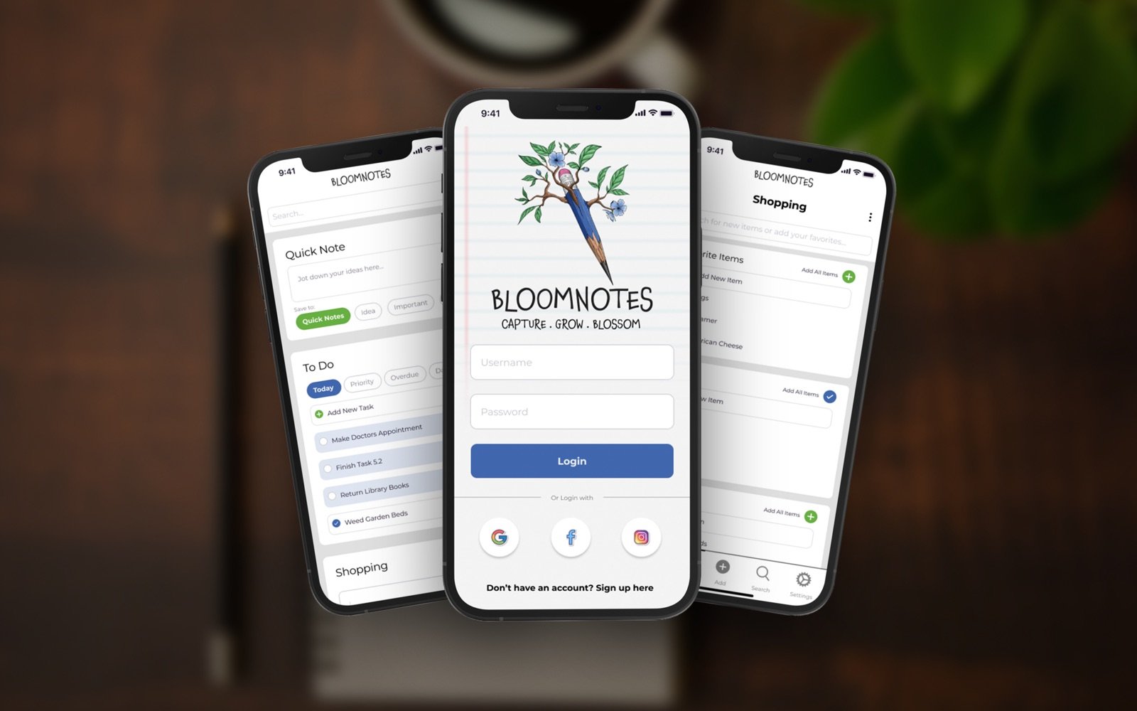 Bloomnotes — note-taking app UI
